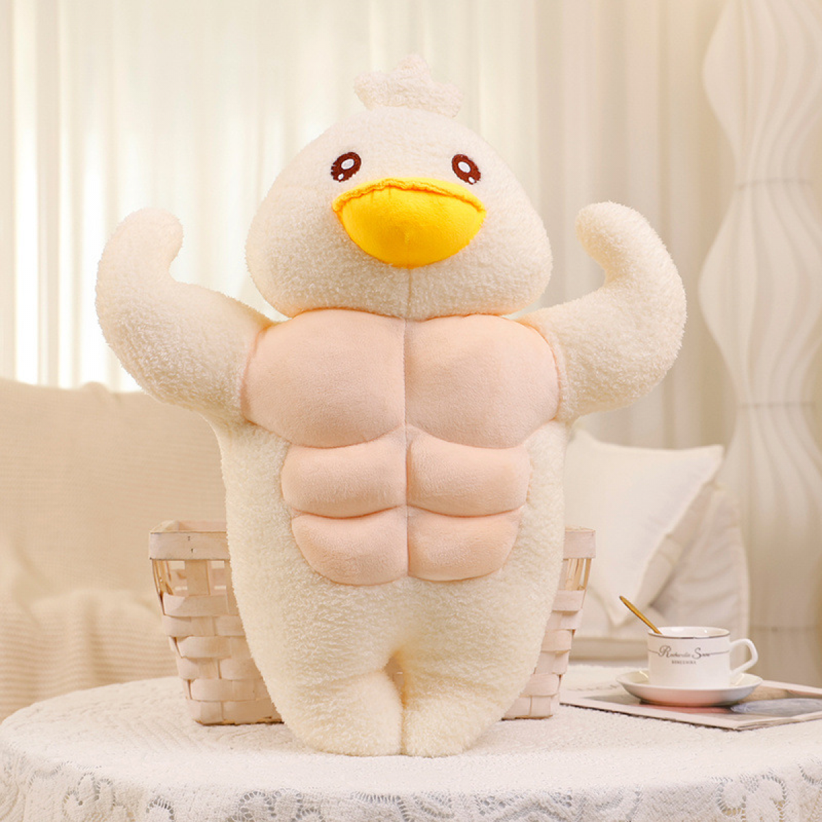 White 3D Muscular Duck Plush 21.6in O748546