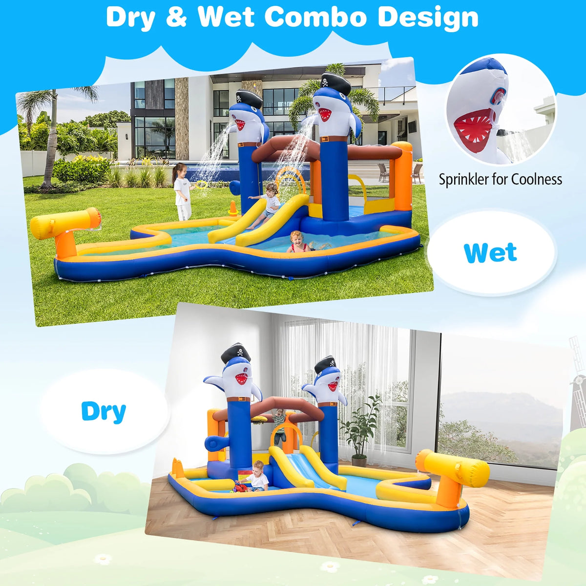 Inflatable Water Slide Park Bounce House Splash Pool Z53699