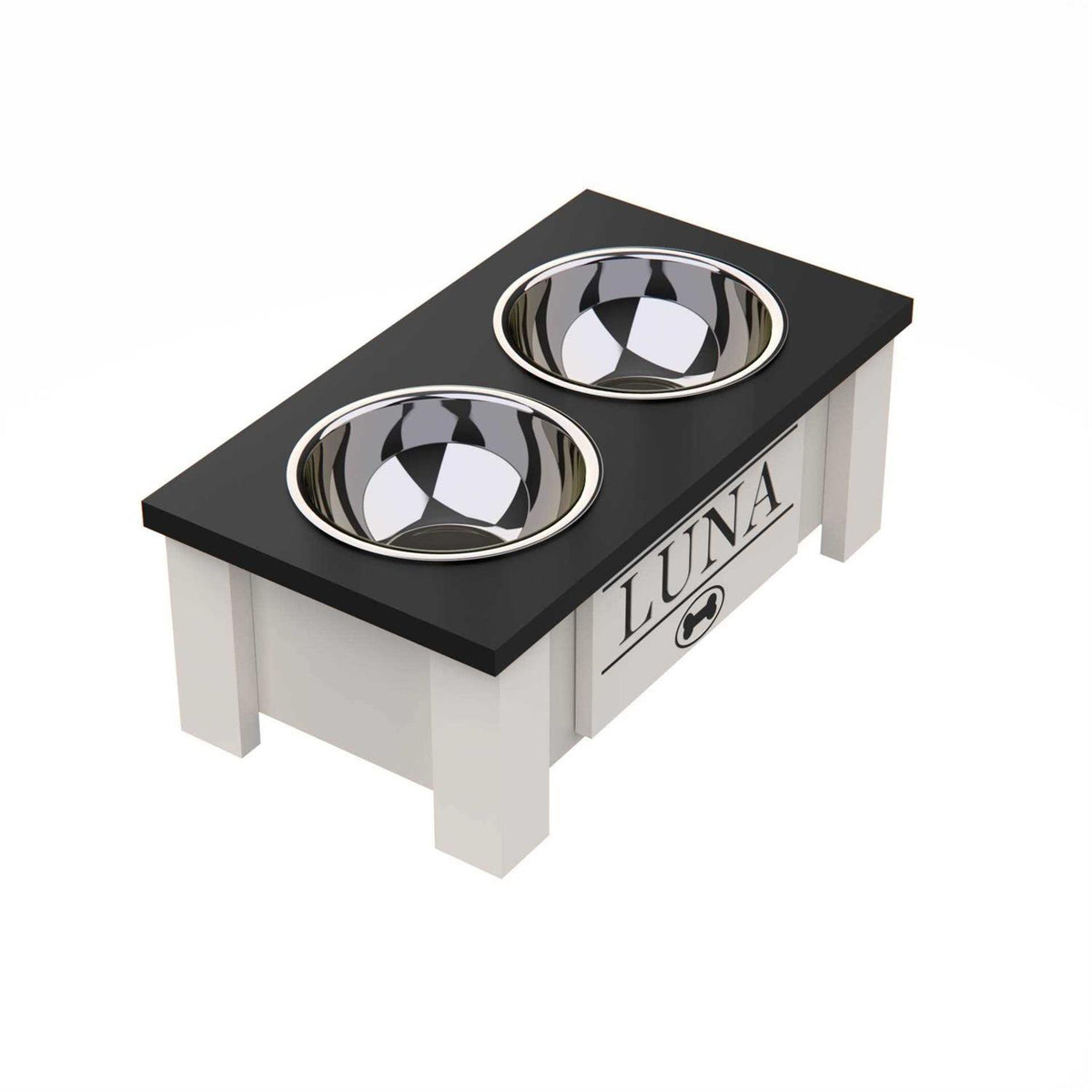 Personalized Elevated Dog Bowl Stand with Internal Storage E479