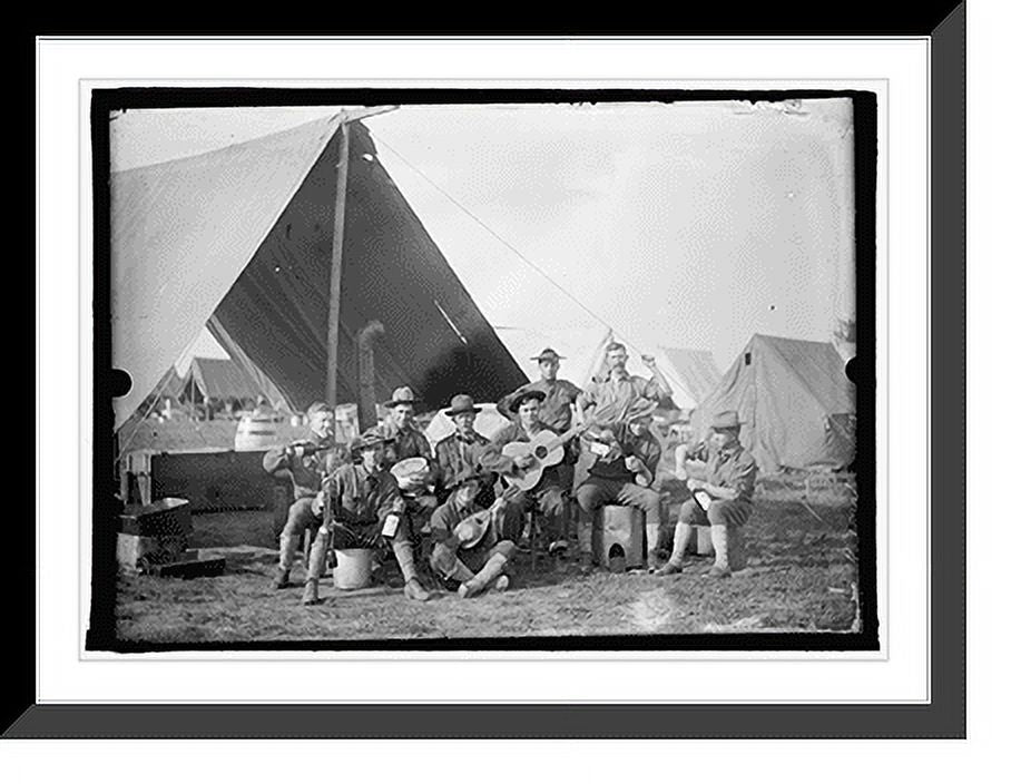 Historic Framed Print, U.S. Army group of soldiers in front of tent, 17-7/8" x 21-7/8" X835436