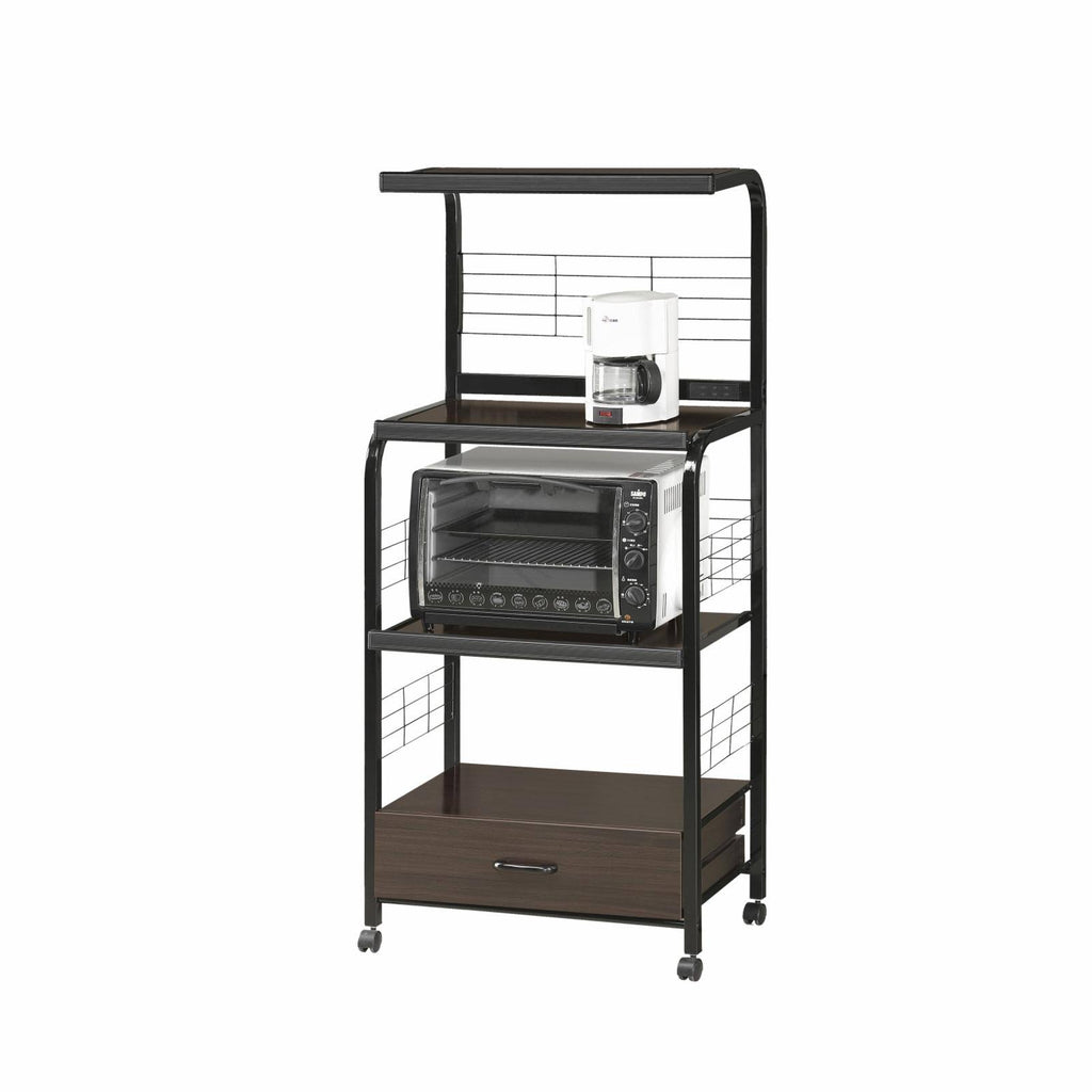 Black Kitchen Cart with Microwave Shelf S27313