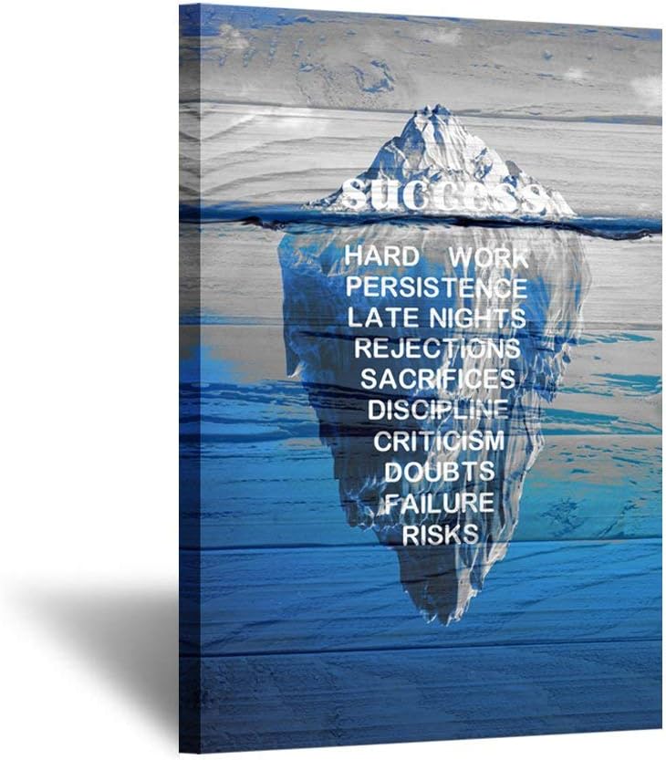 Canvas Quotes Wall Art Vintage Wood Style Iceberg Poster Stretched Gallery Wraps Giclee Print 24x36inch S928