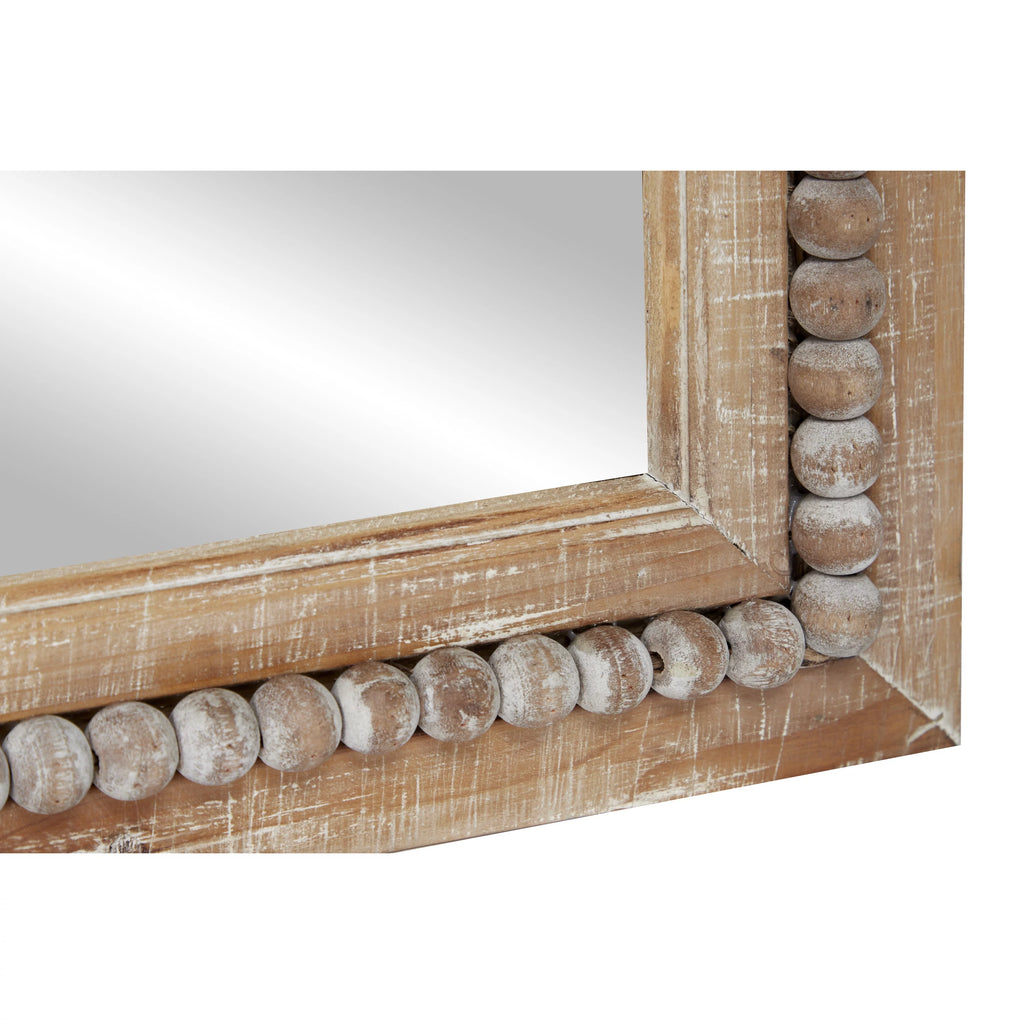 Brown Bohemian Wood Rectangular Wall Mirror P382
