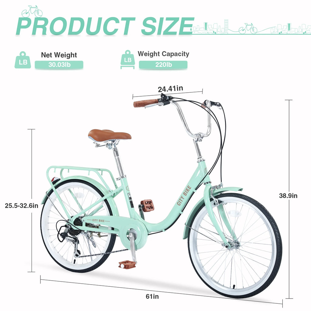 22" Aluminum Alloy 7 Speed Green Bicycle H92175