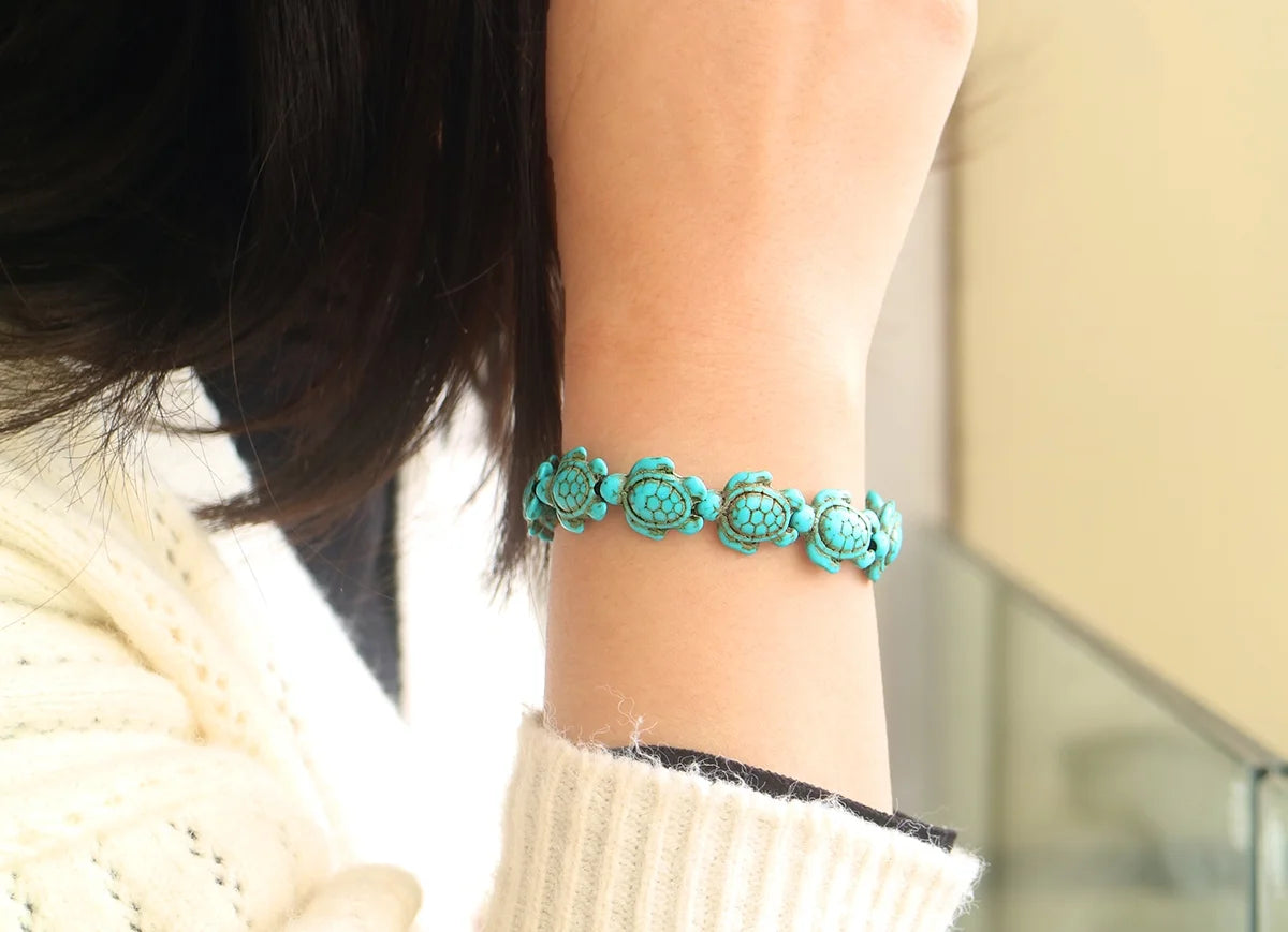 Genuine Turquoise Hawaiian Sea Turtle Bracelet U9897
