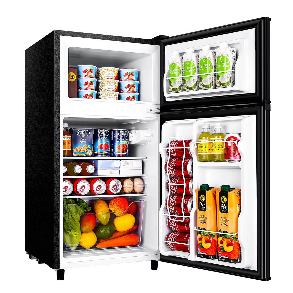 3.5 Cu ft Two Door Mini Fridge with Freezer, Black L519