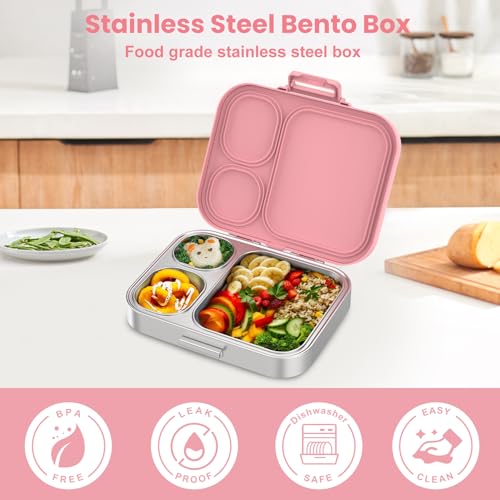 Stainless Steel 3-Compartment Leakproof Lunch Box I3828