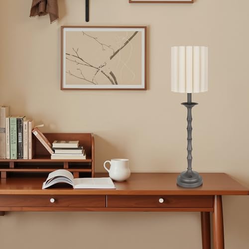 Black Scalloped Table Lamp with Bamboo Lamp Post L27165