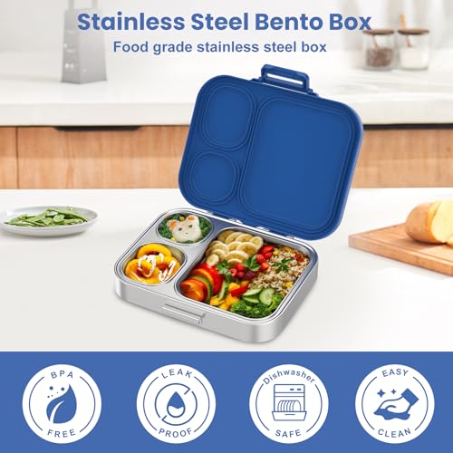 Stainless Steel 3-Compartment Leakproof Lunch Box I3828