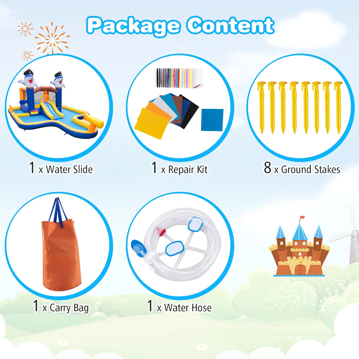 Inflatable Water Slide Park Bounce House Splash Pool Z53699