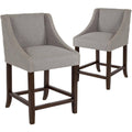 Light Gray Fabric Bar Stool Set of 2 H4361