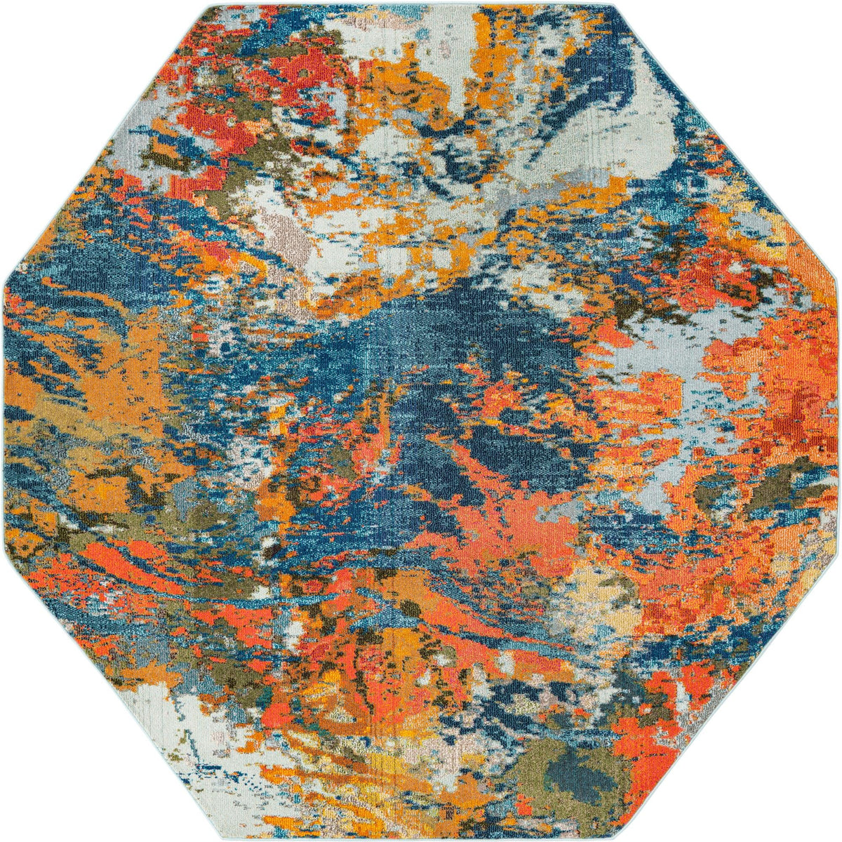 8 Ft Octagon Multi Medium-Pile Rug H789