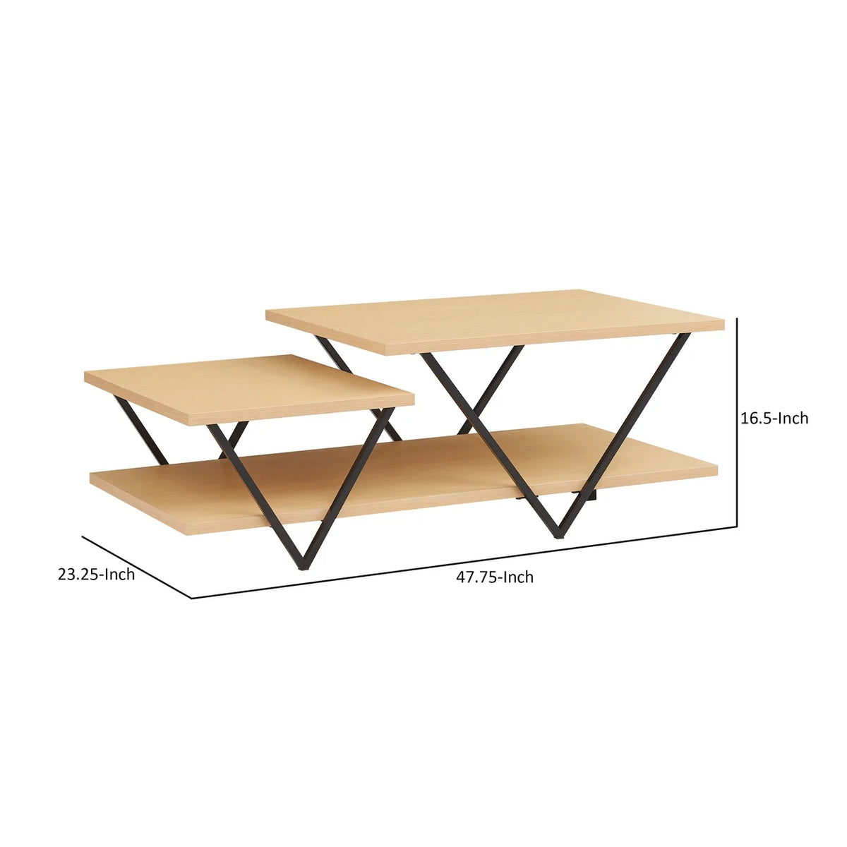 48 Inch 2 Tier Coffee Table with Bottom Shelf V886240