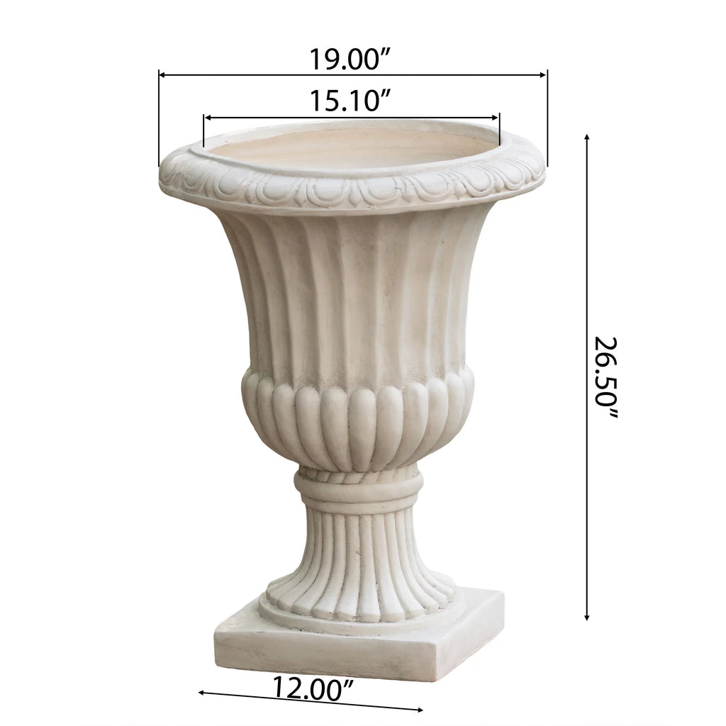 Antique White Concrete Urn Planter M268