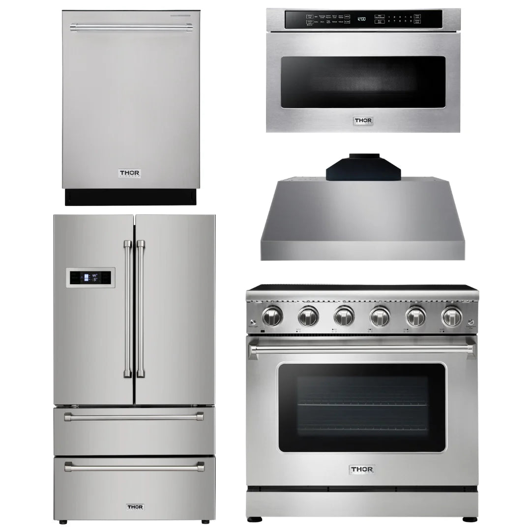 36 Electric Range, Range Hood, Microwave, Refrigerator, Dishwasher O636434