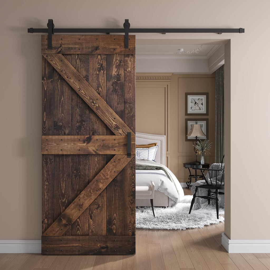 Knotty Pine Wood Sliding Barn Door With Hardware Kit S3864