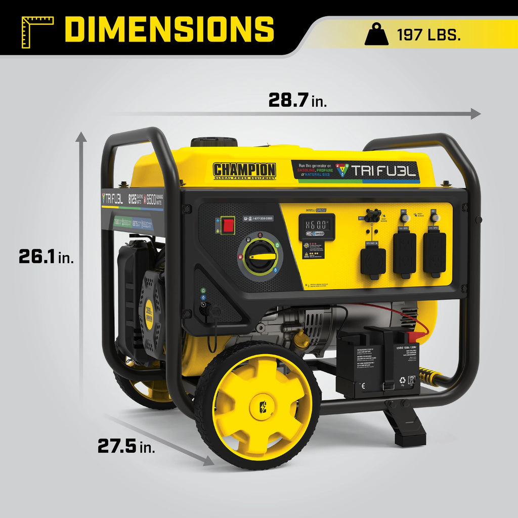 6500-Watt Tri-Fuel Portable Generator with Electric Start I5647
