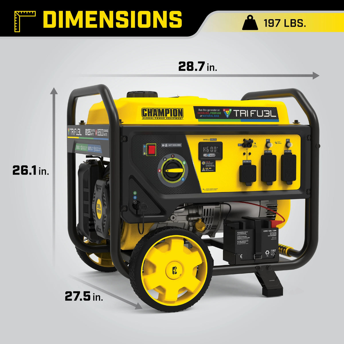 6500-Watt Tri-Fuel Portable Generator with Electric Start I5647