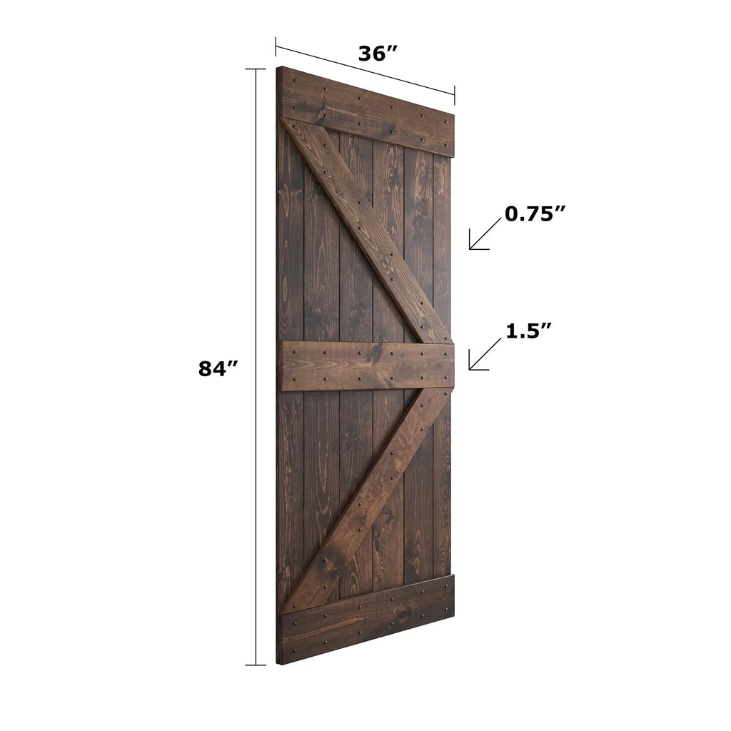 Knotty Pine Wood Sliding Barn Door With Hardware Kit S3864