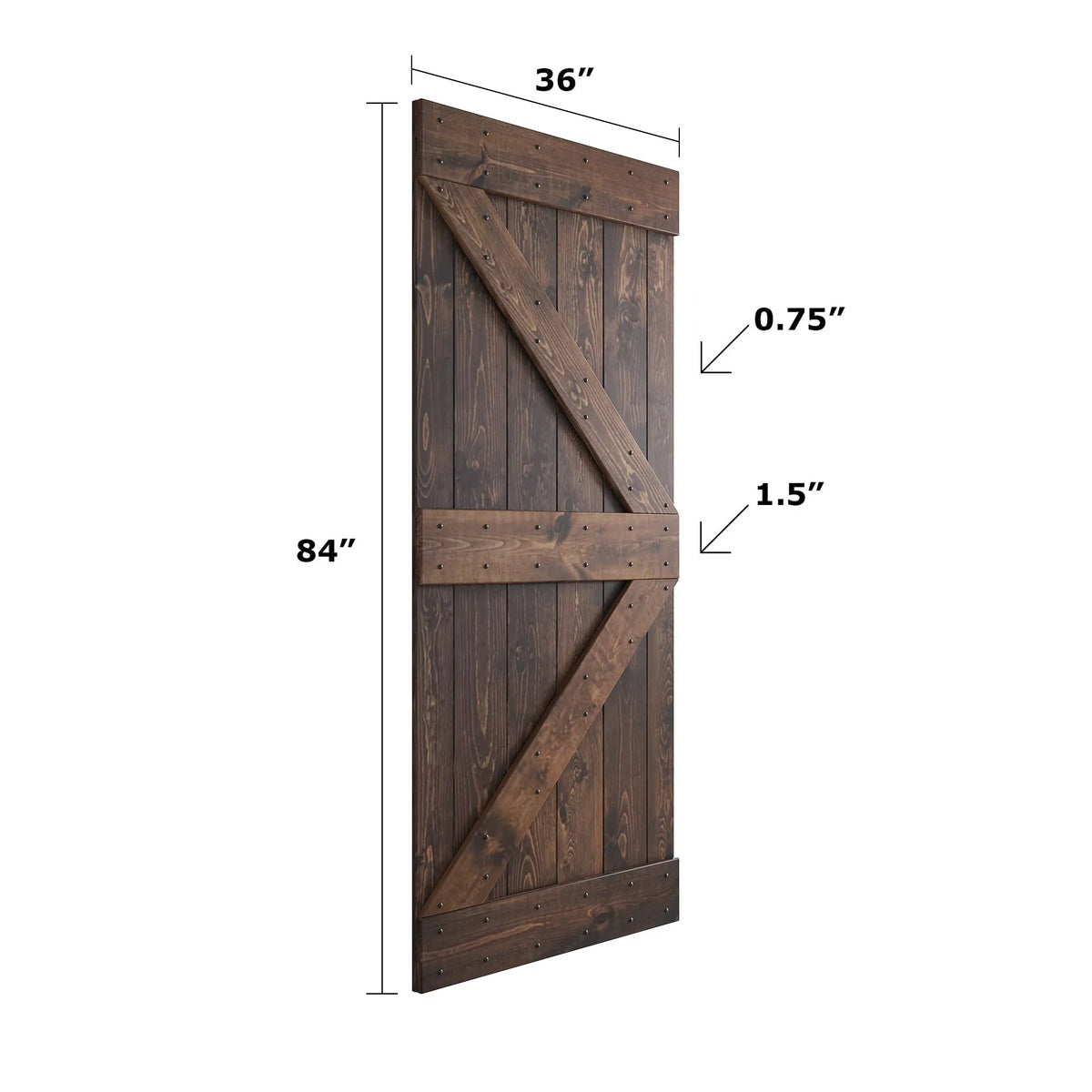 Knotty Pine Wood Sliding Barn Door With Hardware Kit S3864