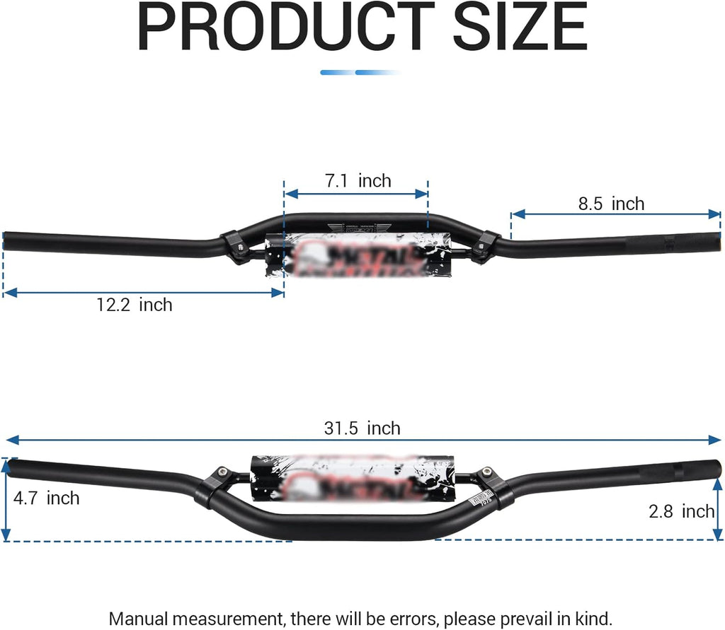 1 1/8" 28mm Handlebars 4 Pcs with Bar Pad, Universal Grips, Handlebar Brackets (Black) Pack of 2 F117