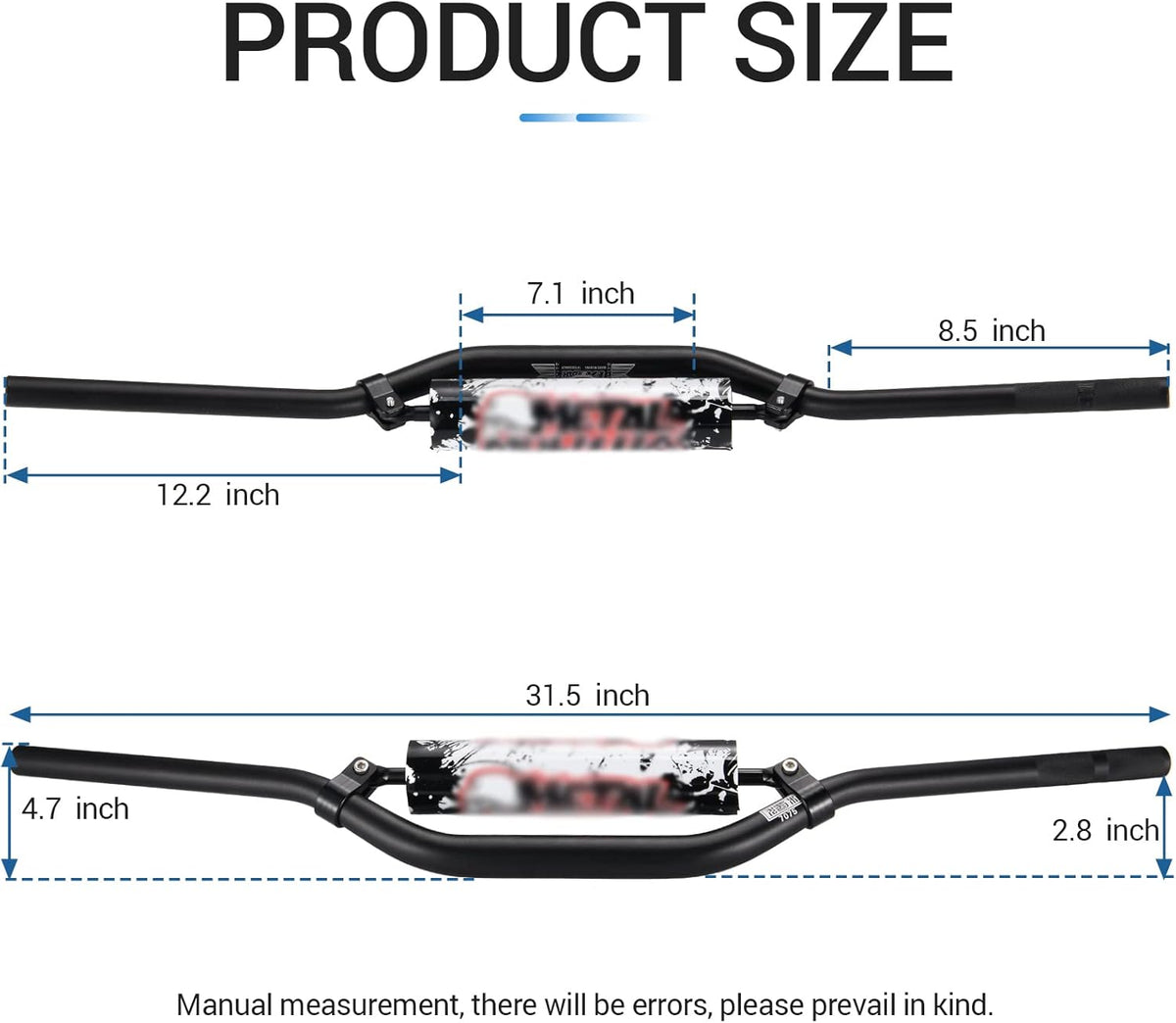 1 1/8" 28mm Handlebars 4 Pcs with Bar Pad, Universal Grips, Handlebar Brackets (Black) Pack of 2 F117
