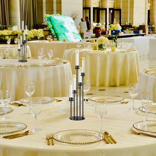 Black 5 Head Glass Cylinders Metal Candelabra E552982
