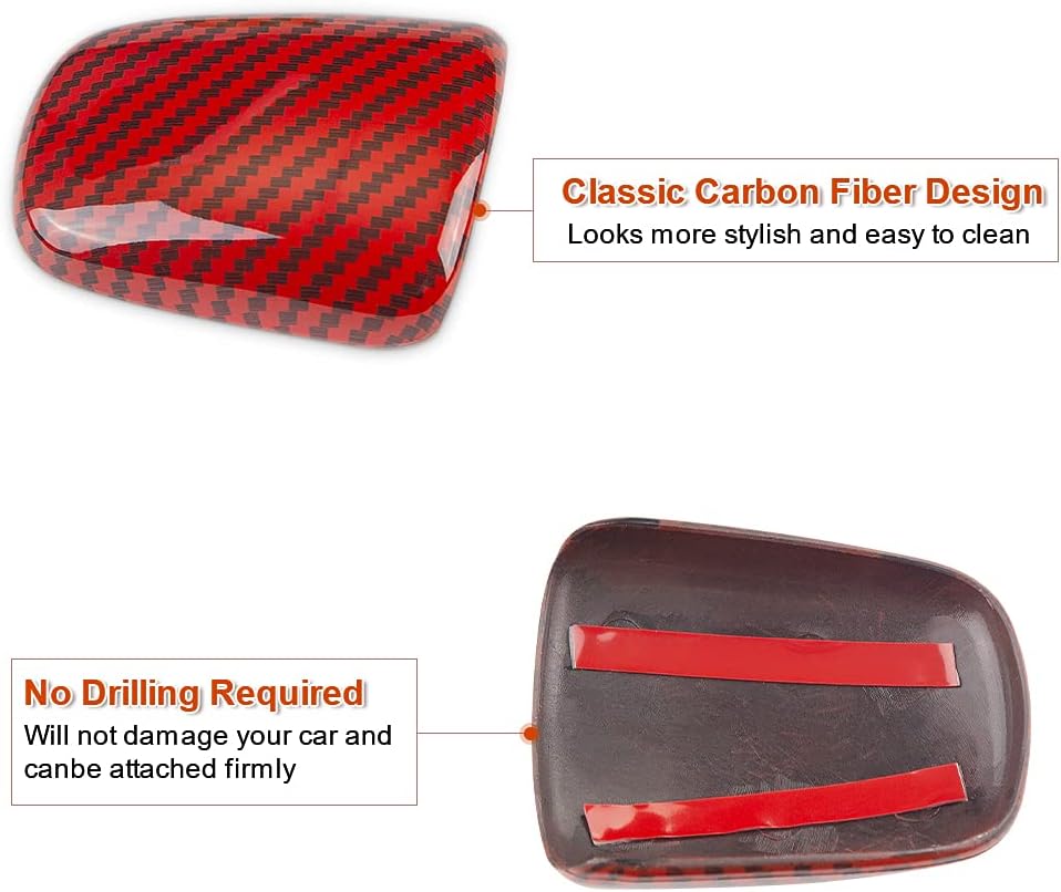 Red Carbon Fiber Gear Shift Knob Cover Trim D90644