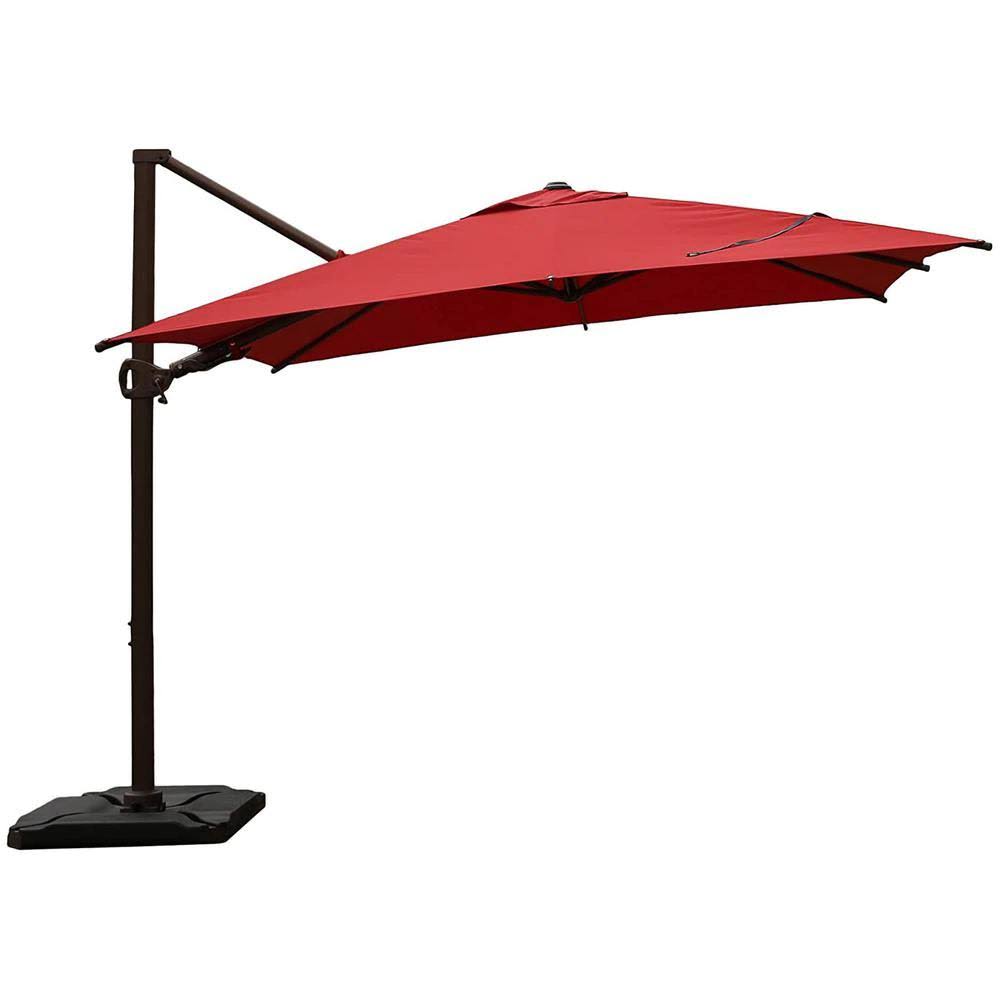 10 ft. x 10 ft. 360-Degree Rotating Aluminum Cantilever Patio Umbrella with Base Weight in Dark Red Y105