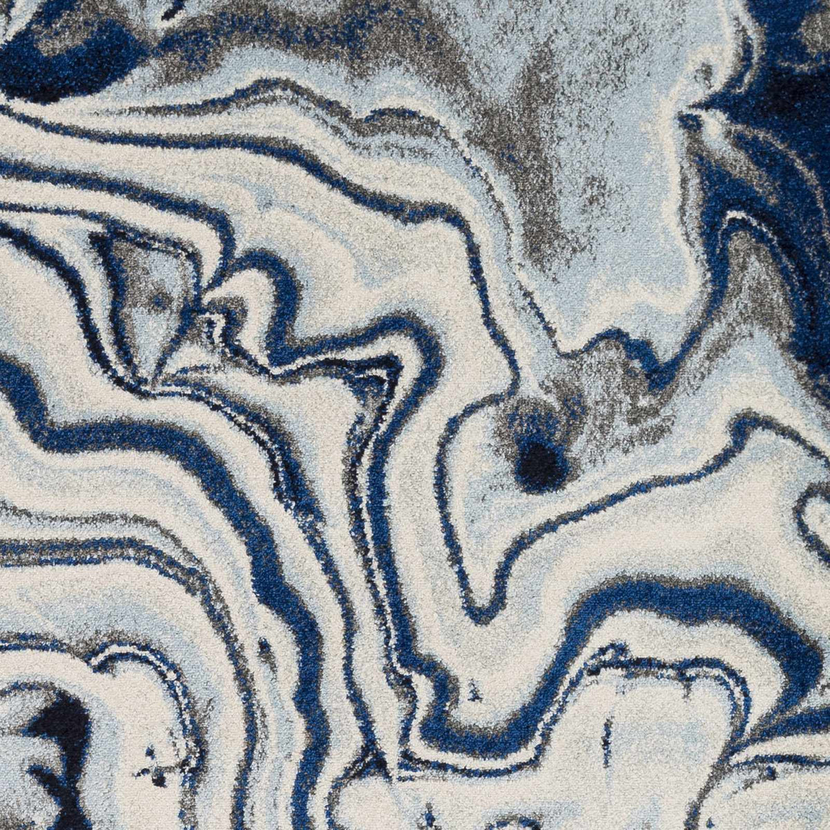 Abstract Coastal Area Rug - Marble Swirl Pattern - Ombre Blue, Royal Blue, Navy Blue, Grey, White - 5'3" x 7'3" B3965