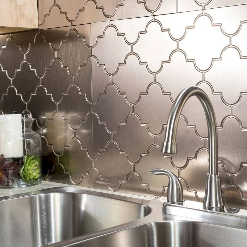 18in x 24in Brushed Nickel Backsplash Panel (5 Pack) R231