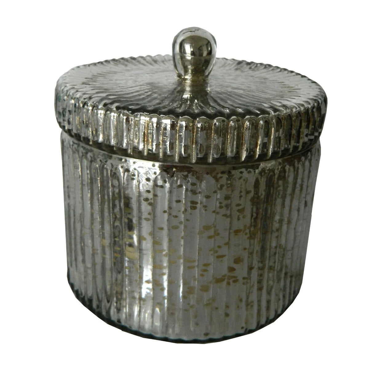 5" Silver Antique Earl Grey Scented Soy Wax Candle with Lid Y8807