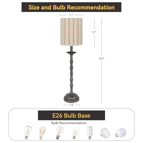 Black Scalloped Table Lamp with Bamboo Lamp Post L27165