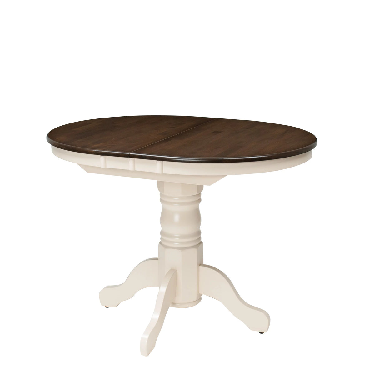 5 Piece Extendable Dark Brown and Cream Solid Wood Dining Set Q357