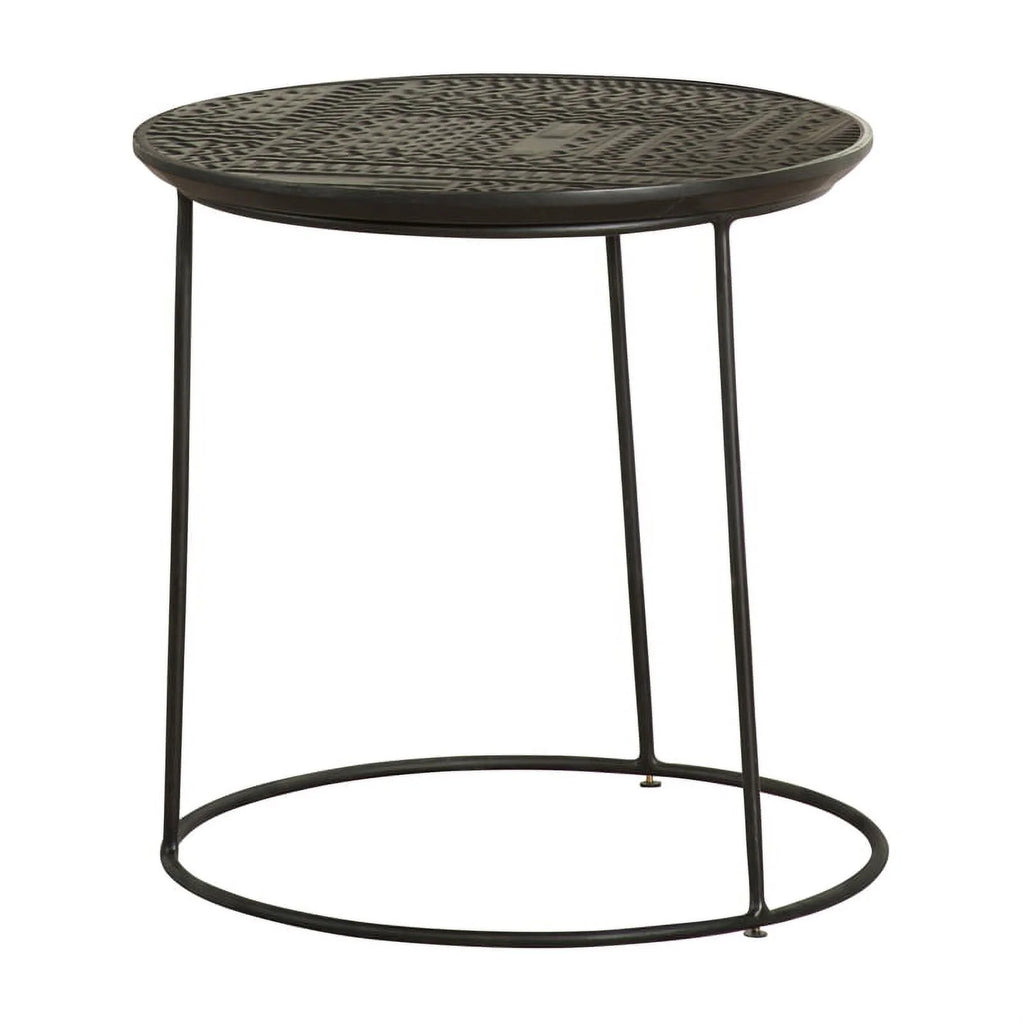 Round Wood Top Nesting Table in Matte Black C43368