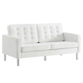 Silver White Tufted Vegan Leather Loveseat Z9770