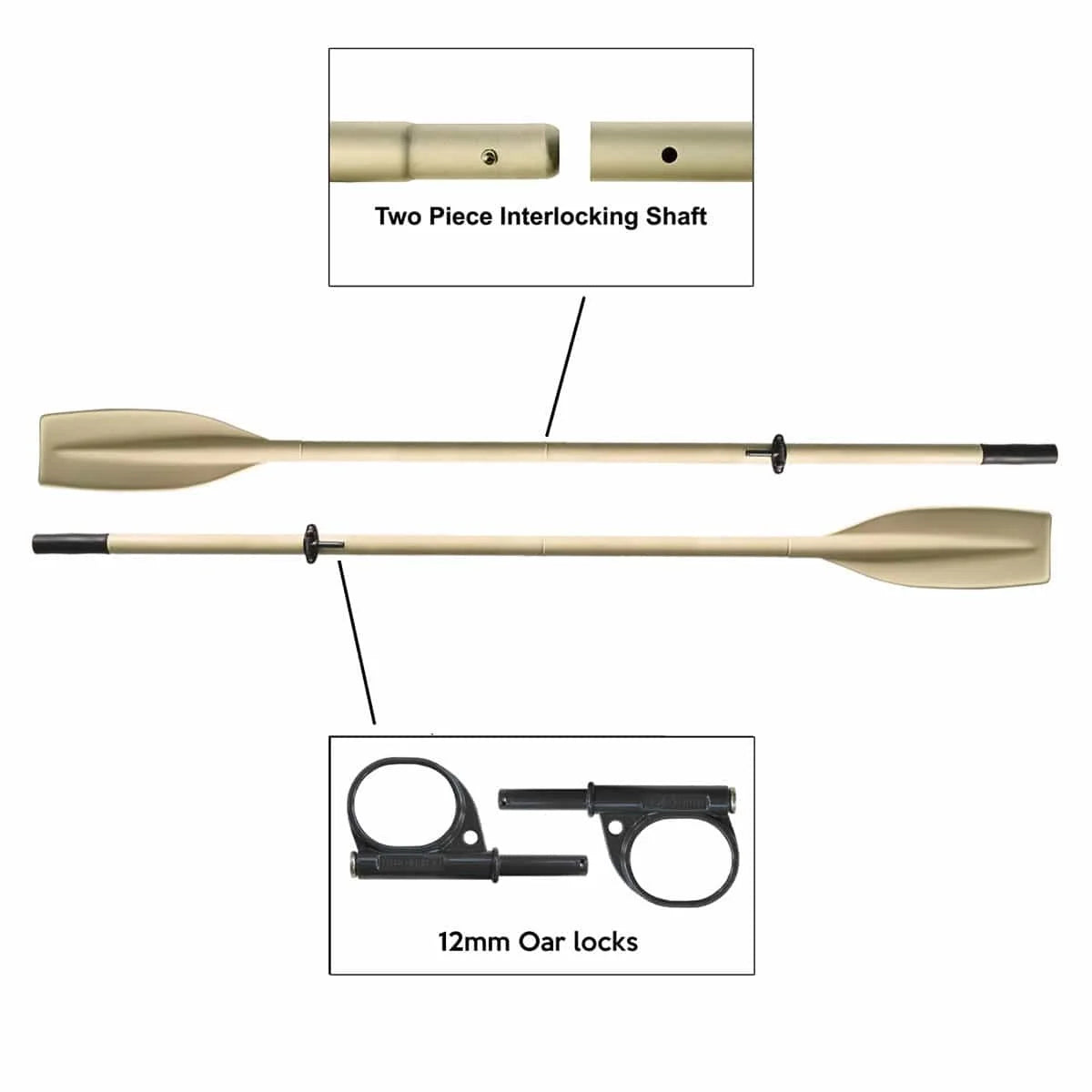 Heavy Duty Aluminum Oars, Split Shaft, 2 Piece, Pair Q916684