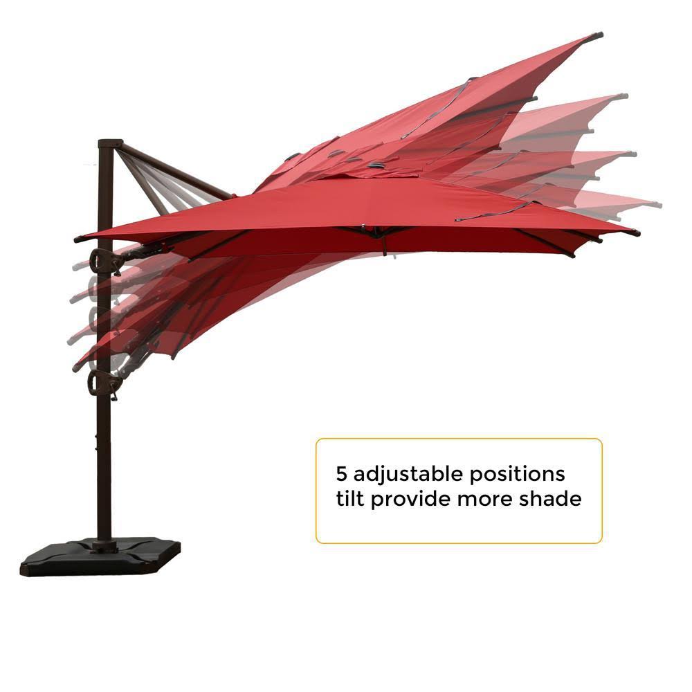 10 ft. x 10 ft. 360-Degree Rotating Aluminum Cantilever Patio Umbrella with Base Weight in Dark Red Y105