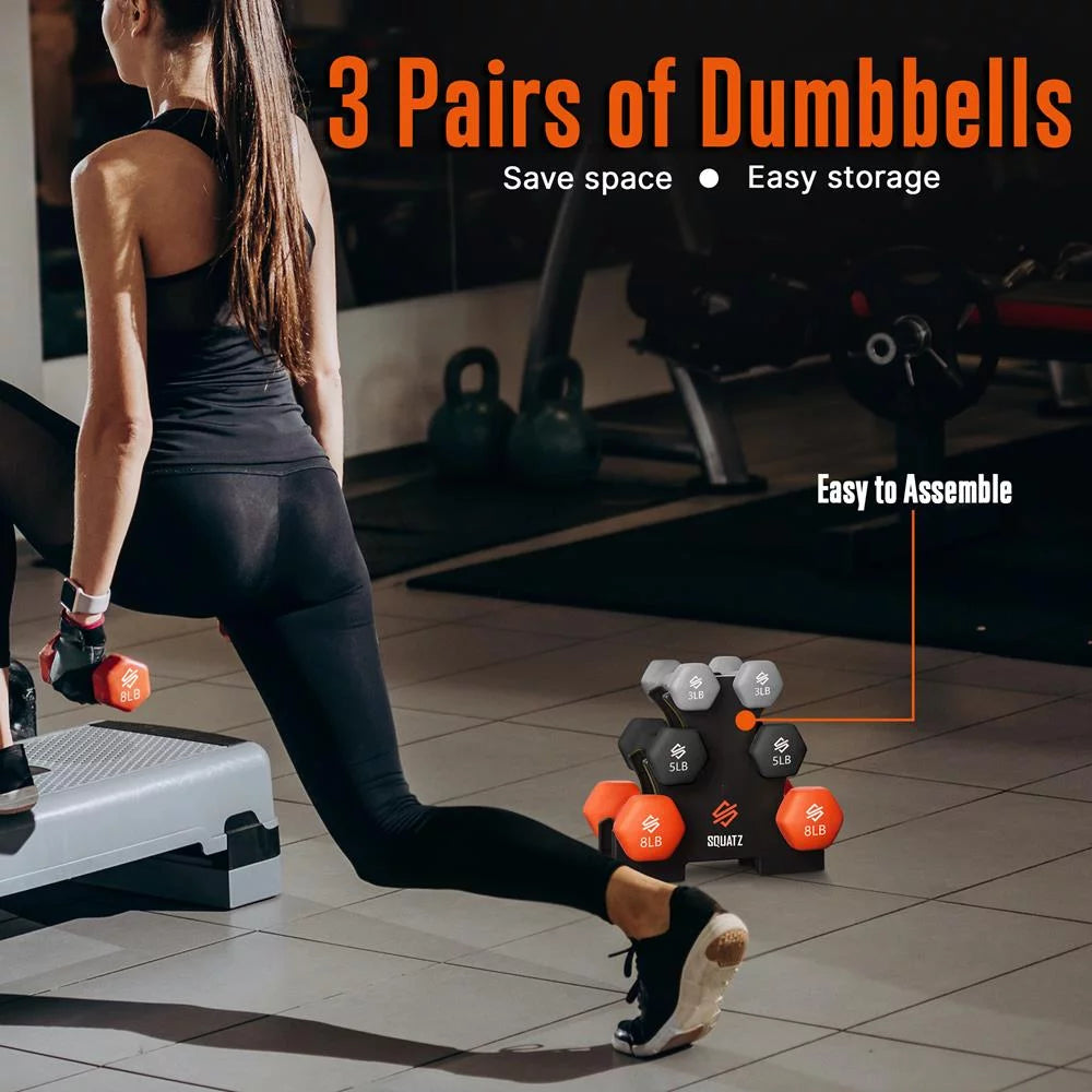 Neoprene Coated Dumbbell Weights Set with Stand V6934