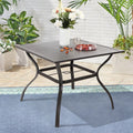 Metal Steel Slat 37 inch Dining Table with Umbrella Hole K73814
