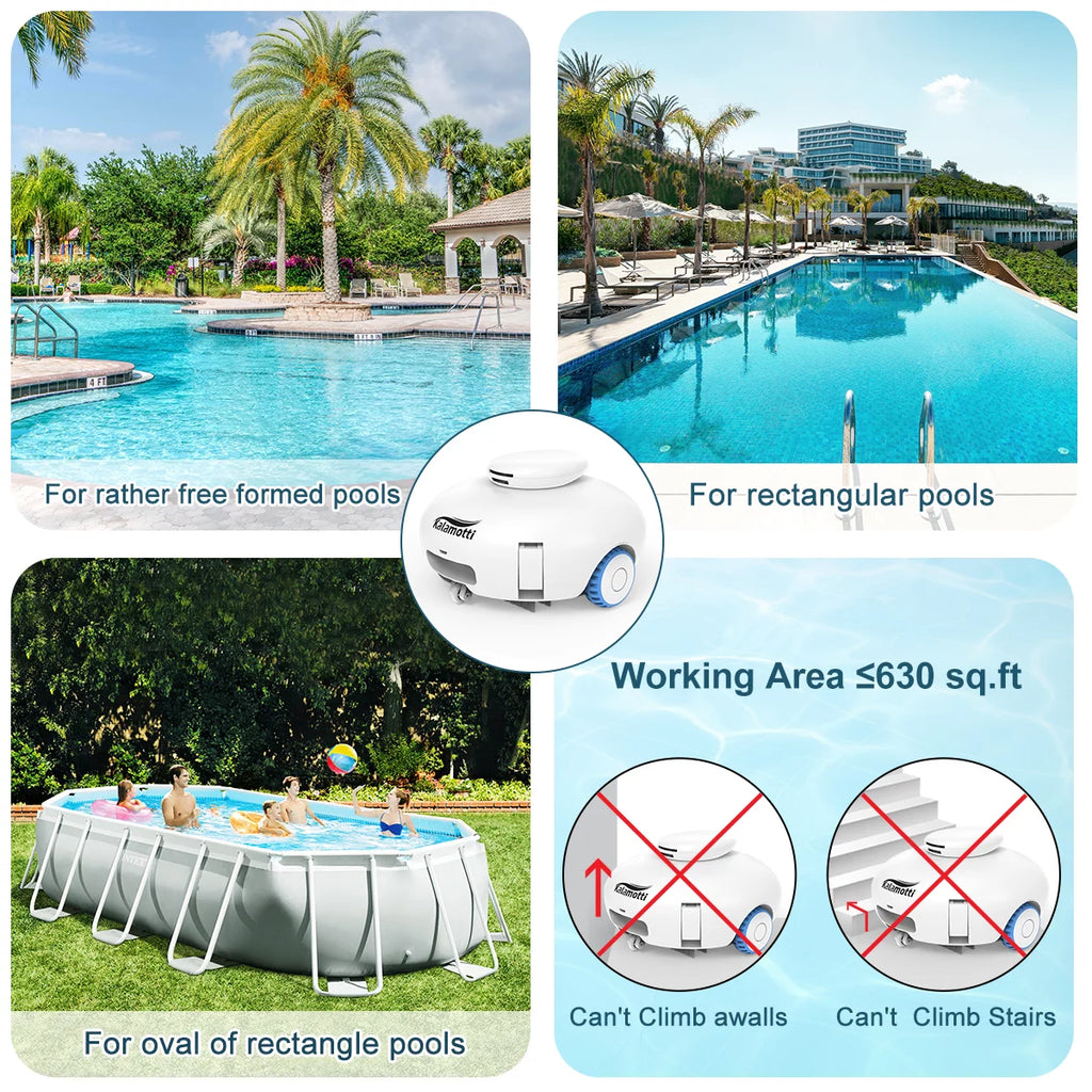 Cordless Robotic Pool Vacuum Cleaner 7500mAh Rechargeable IPX8 Waterproof P386