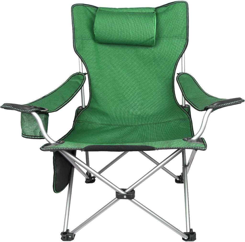 Blue Folding Adjustable Recliner Camping Chair with Headrest & Cup Holders & Side Pocket Z4061