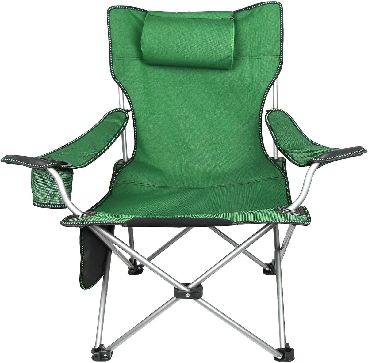 Blue Folding Adjustable Recliner Camping Chair with Headrest & Cup Holders & Side Pocket Z4061