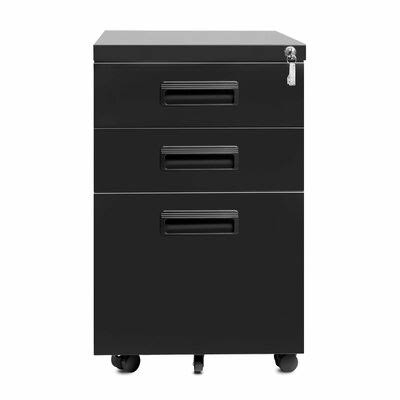 Black Metal 3-Drawer Mobile Filing Cabinet W42947