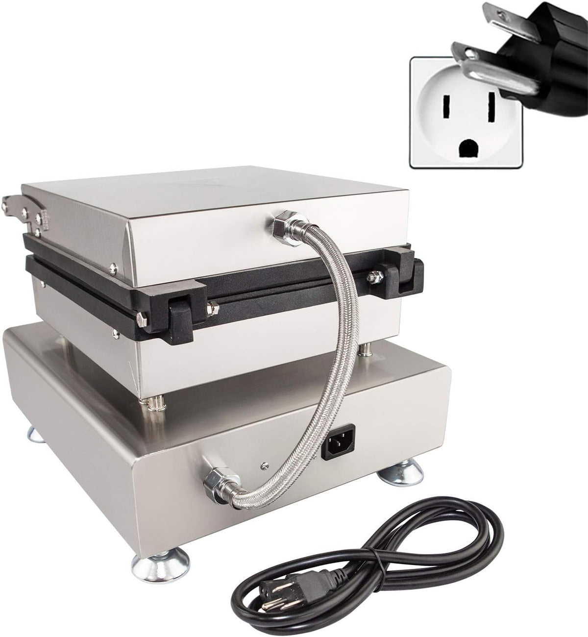 Belgian Waffle Maker, Stainless Steel Nonstick, 110V (4 X Squares) R34647