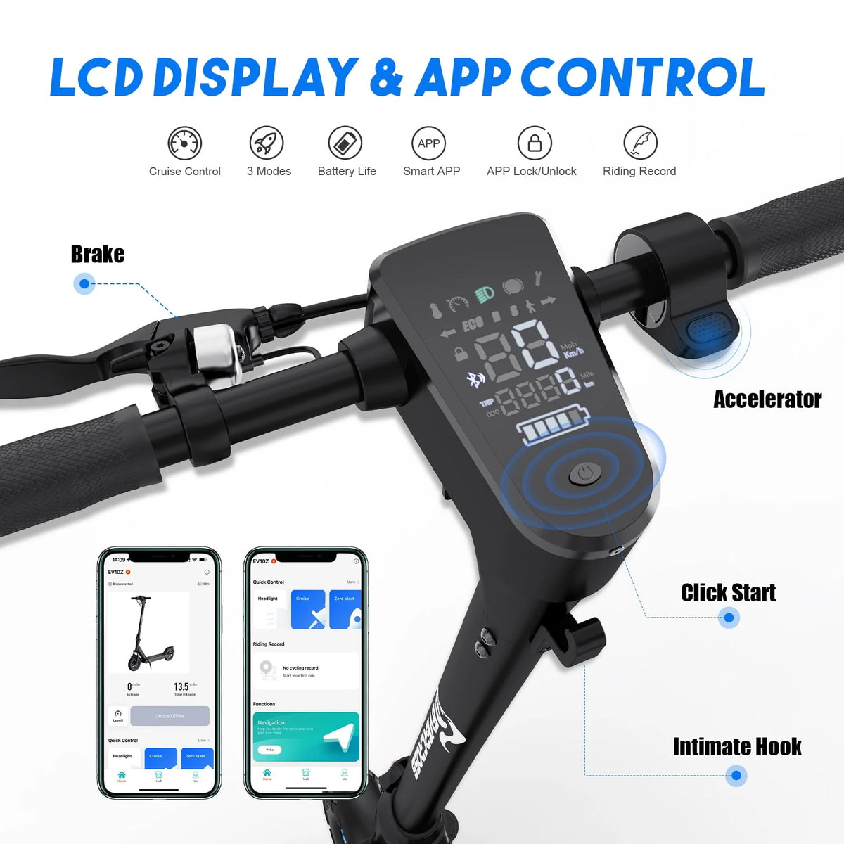 Electric Scooter with 10 Solid Tires, 500W Motor, 22 Miles Battery N9493