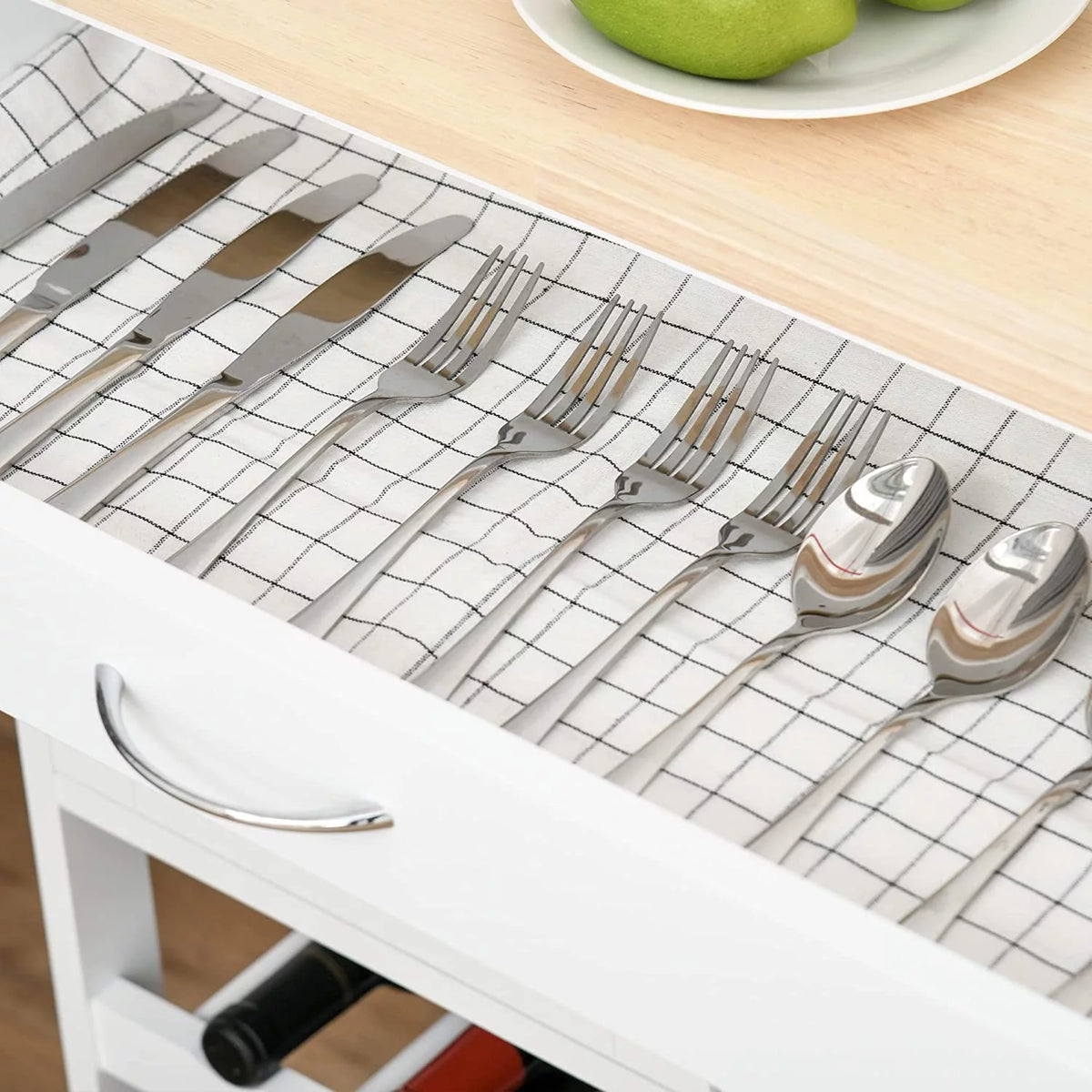 Rolling Kitchen Island with Wine Rack and Drawer W824
