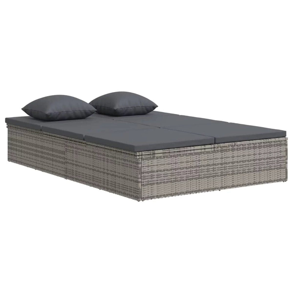 Convertible Sun Bed with Cushions Poly Rattan Dark Gray P961180