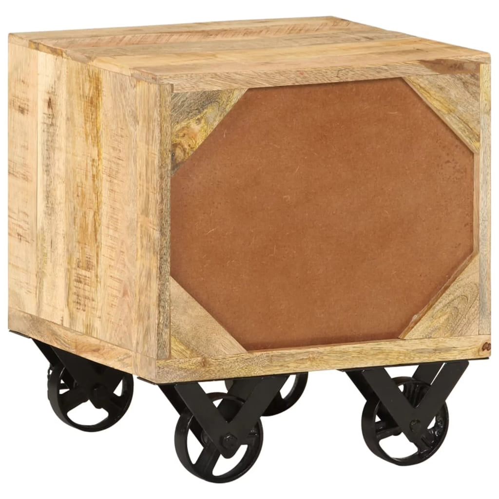 Solid Mango Wood Side Table with Drawer Wheels T991
