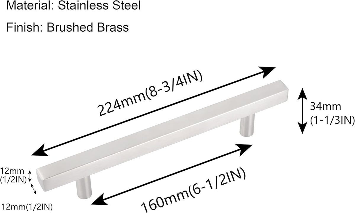 Silver Brushed Nickel 5 Pack Cabinet Pulls 224mm Total Length H999